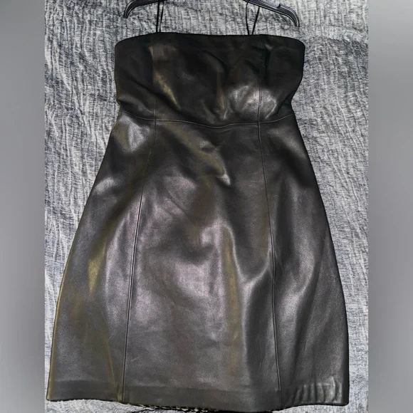 chinese dress ladies Strapless Faux Leather Mini Dress main image 1